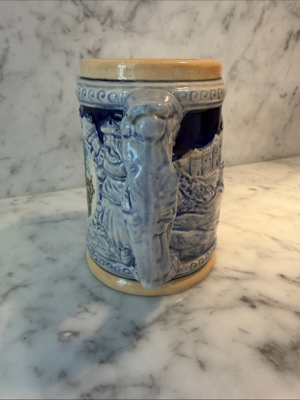 New York City Souvenir Ceramic Stein Mug in Blue and Cream Japan - Picture 5 of 8